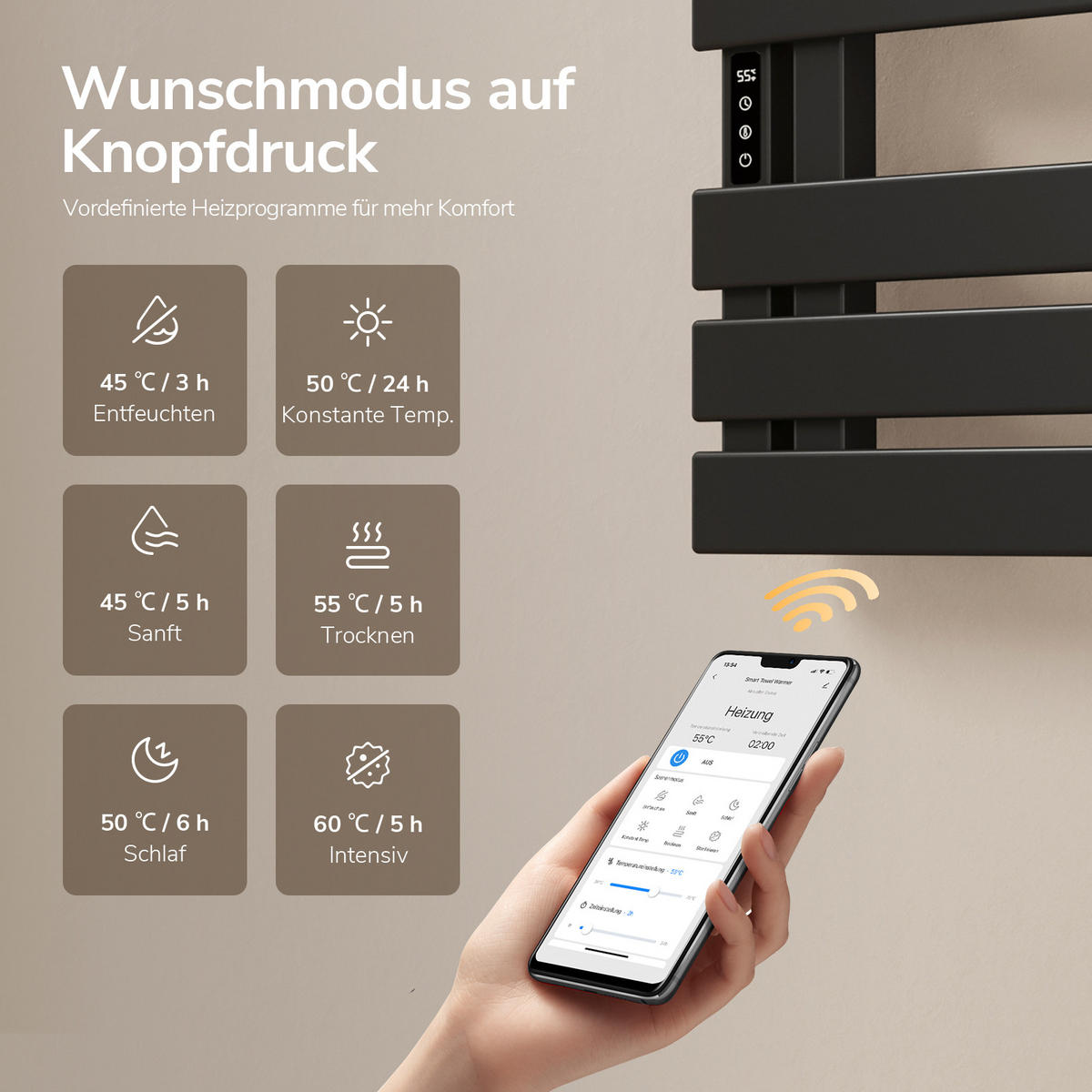 RADIJATOR Električni WiFi termostat Crni - crna, metal (40/85/11cm) - EMKE