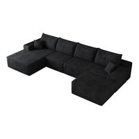WOHNLANDSCHAFT DE-34857 U-Form 3-Sitzer Chaiselongue links Schwarz - Schwarz, Textil (175/83/270cm) - ComfortXL