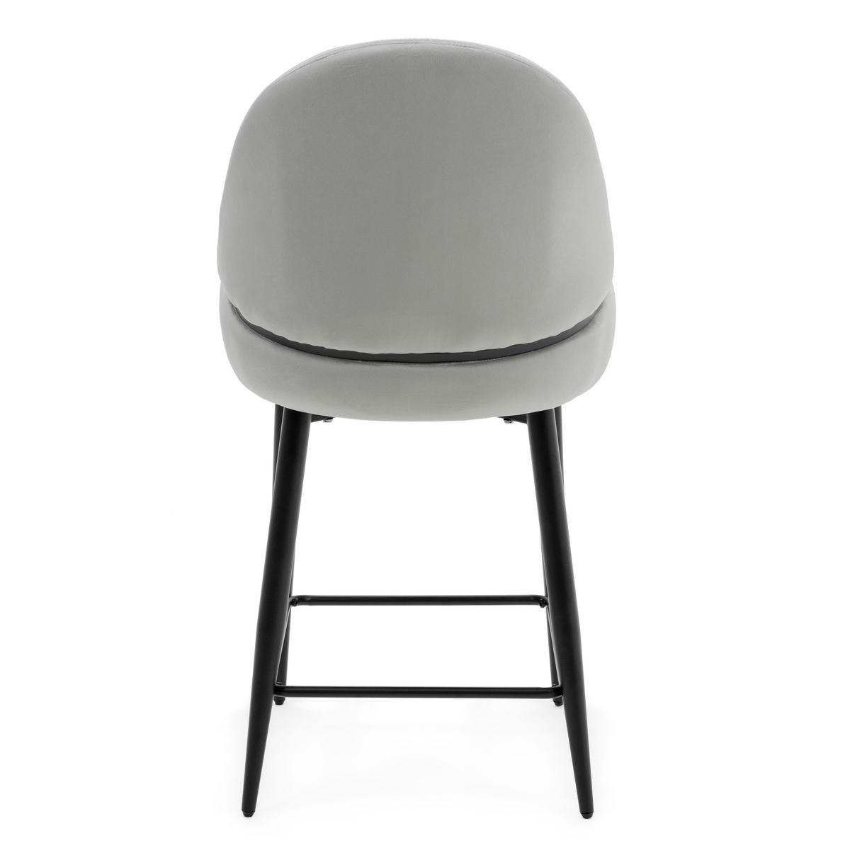 BARHOCKER BERGAMO gepolsterter mit Steppung - hellgrau - Samt Velour - Hellgrau/Schwarz, Textil/Metall (56/106/61cm) - NEW HOME