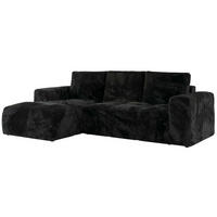 ECKSOFA MONIVA Schwarz Plüsch - Links - Schwarz, Textil (164/266cm) - MKS