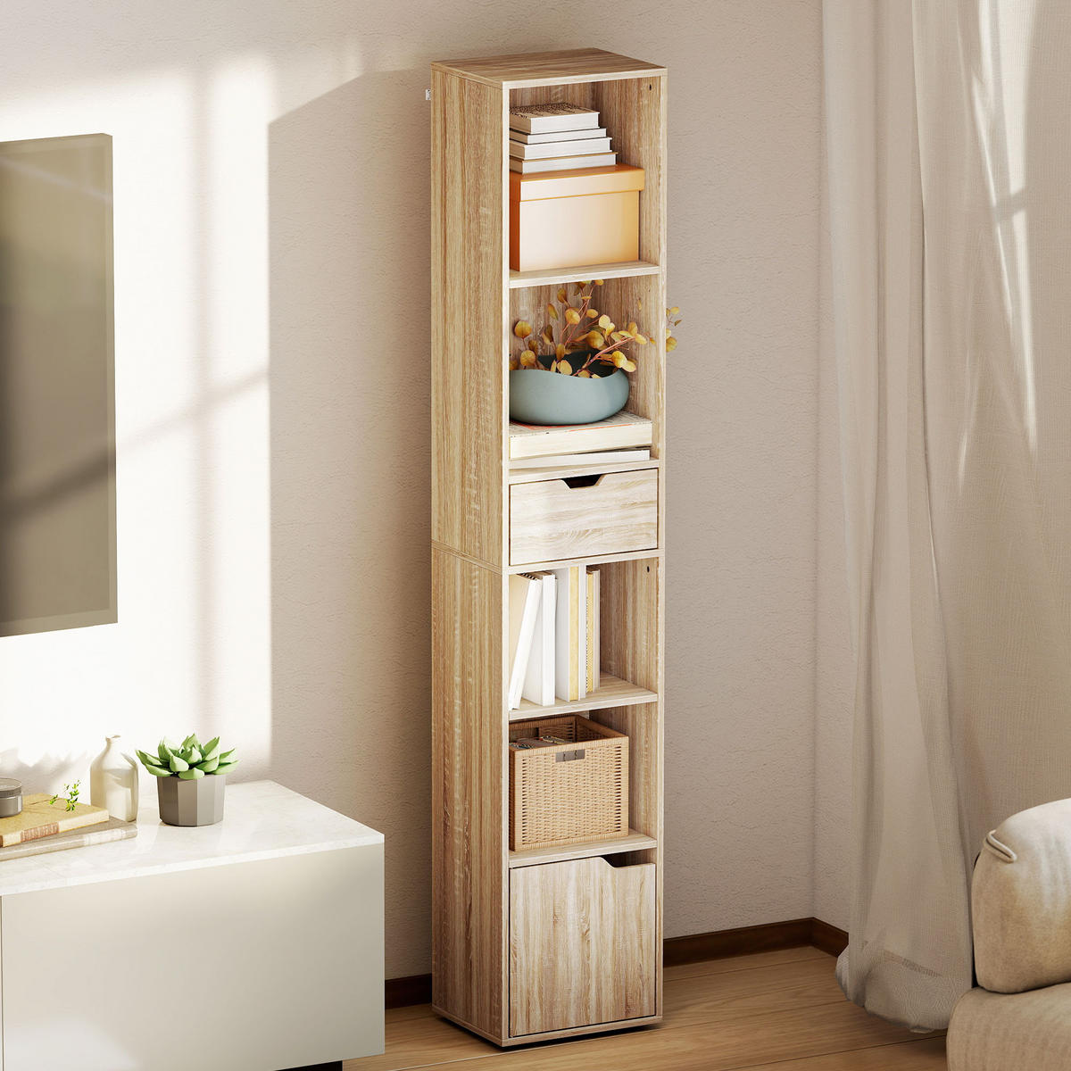 BÜCHERREGAL 30/24/158 cm natur - Naturfarben, Karton (30/158/24cm)