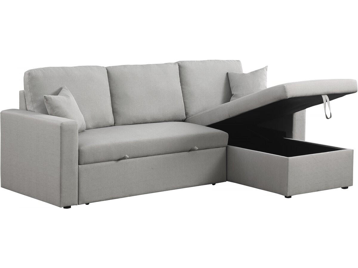 ECKSCHLAFSOFA Alain Hellgrau - Hellgrau, Textil (221/145cm) - Habitat Garten