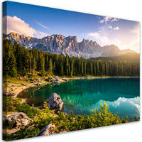 LEINWANDBILD Landschaft See Berge Wald Natur 90x60cm - Grün, Textil (90/60cm) - Feeby