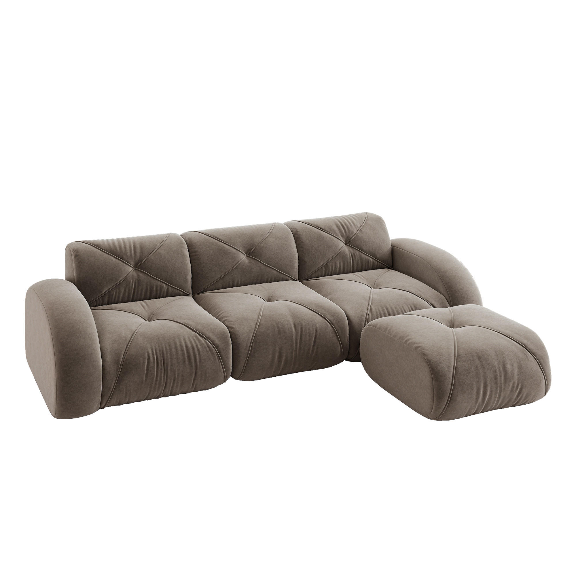 3-SITZER ECKSOFA Chenille Taupe mit Hocker - Braun, Textil (281/171cm) - WISHDOR
