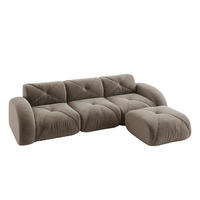 3-SITZER ECKSOFA Chenille Taupe mit Hocker - Braun, Textil (281/171cm) - WISHDOR