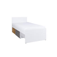 JUGENDBETT JUSTIN 15 90/200 cm in Weiß / Graphit / Grau / Eiche - Eichefarben/Graphitfarben, Holzwerkstoff (95/96/204cm) - Deine Möbel 24