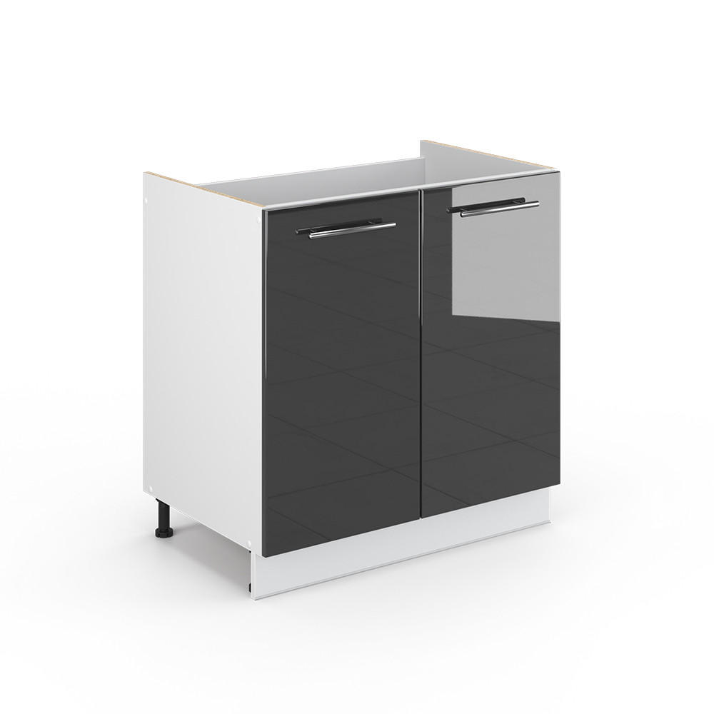 WASCHBECKENUNTERSCHRANK Fame-Line Anthrazit Hochglanz 80 x 82 cm ohne AP - Anthrazit/Weiß, Holzwerkstoff (80/82/51.6cm) - Vicco