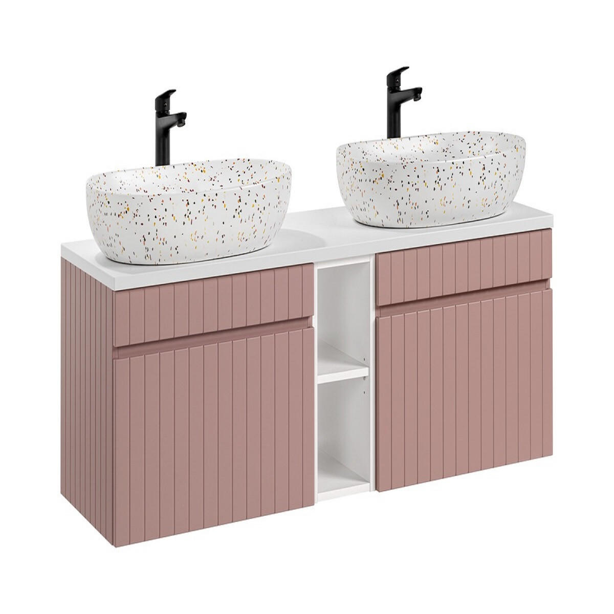 BADMÖBEL-SET 6 Teile - Iconic Rose I BM46 in Antique Rose/Weiß - Rosa/Weiß, Holz (140/46/46cm)