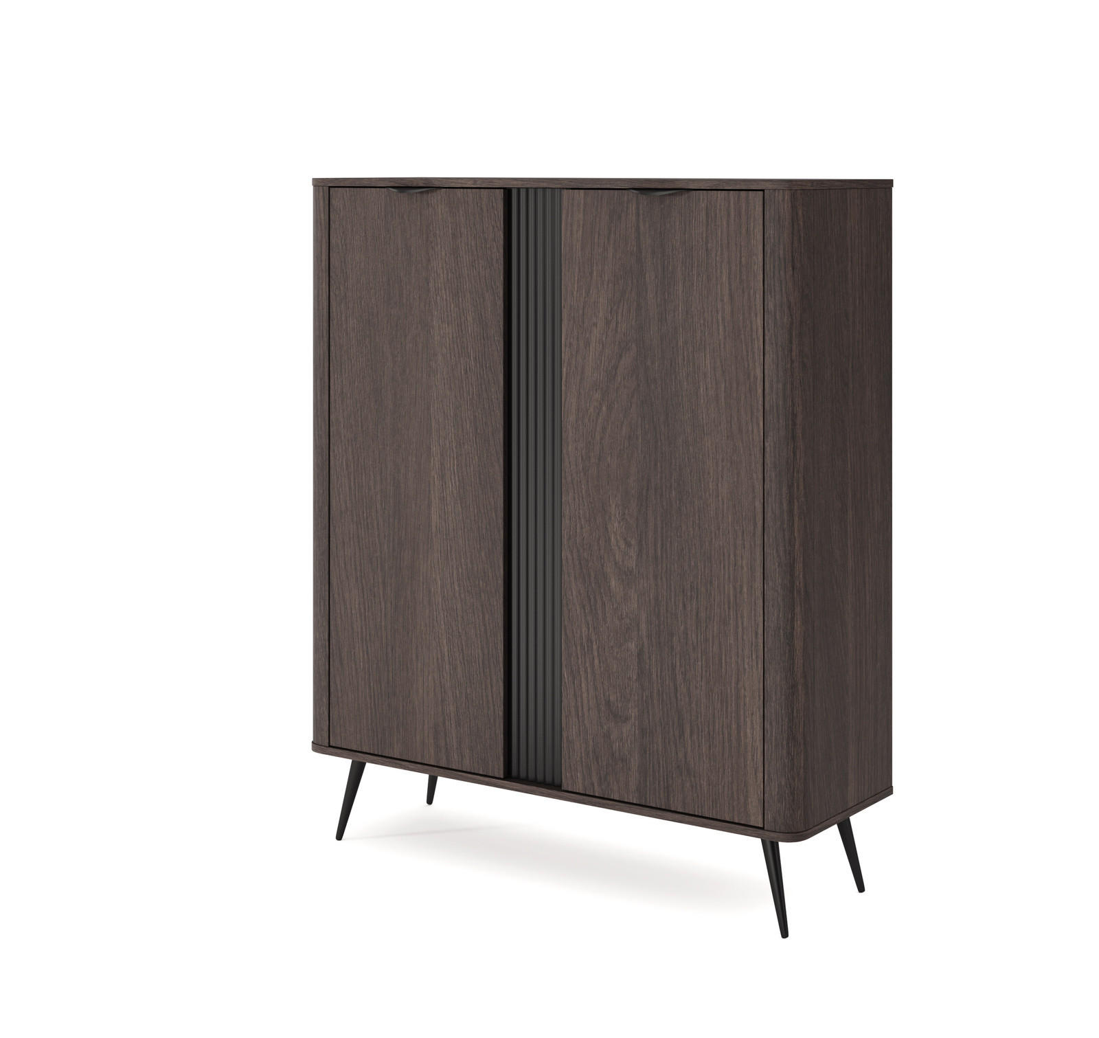 HIGHBOARD Terzo 2D Eiche Dunin mit Rillendekor - Schwarz Metallfüße - Eichefarben/Schwarz, Holz/Holzwerkstoff (113/134/38cm) - Ravio