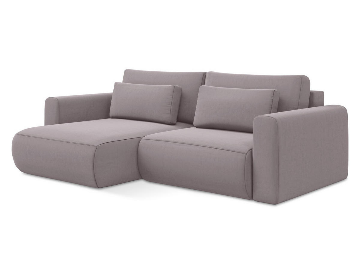 ECKSOFA mit Schlaffunktion Samt Stoff Violett - Lila/Flieder, Kunststoff/Textil (149/240cm) - Makamii
