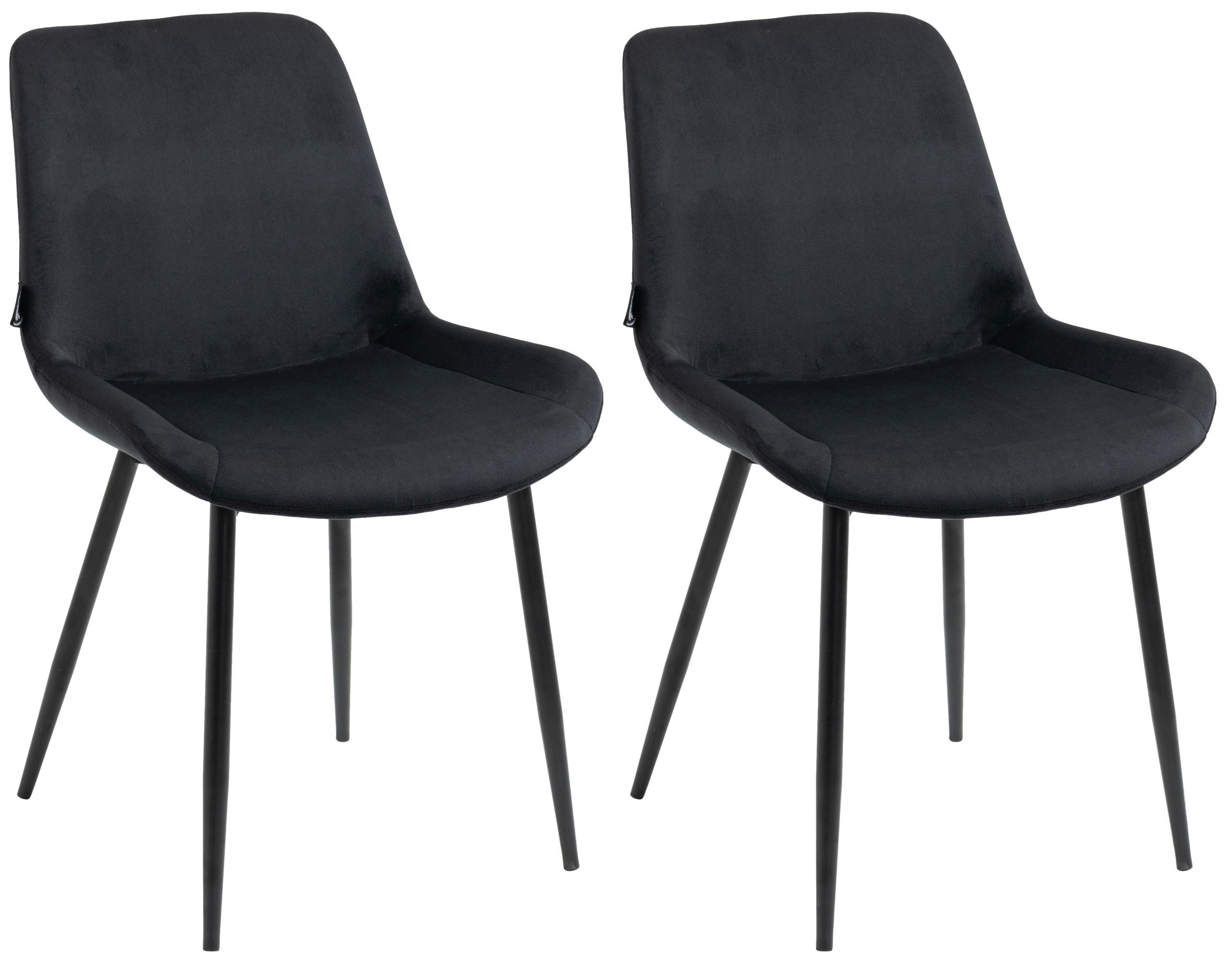 STUHL 2er Set Samt schwarz - Schwarz, Textil/Metall (51/80/60cm) - CLP
