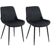 STUHL 2er Set Samt schwarz - Schwarz, Textil/Metall (51/80/60cm) - CLP