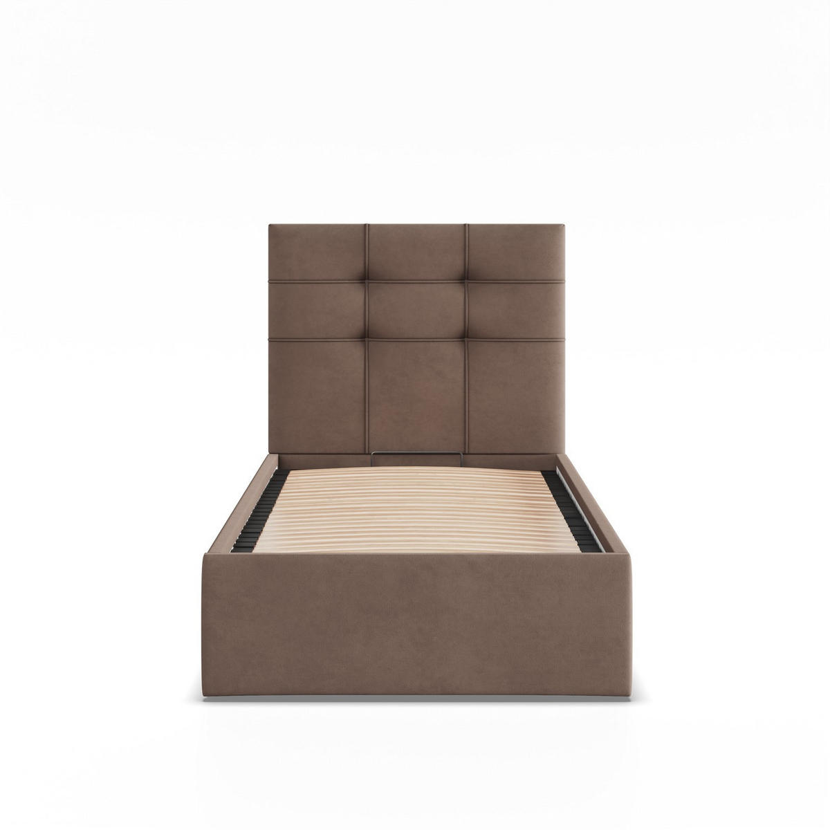 POLSTERBETT MIT KOPFTEIL 90x200 mit Bettkasten SORIA, Braun - Braun, Textil (90/200cm) - Mebligo