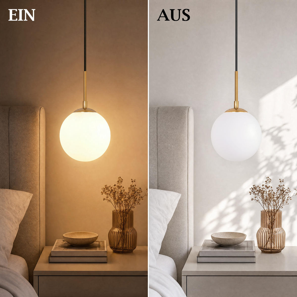 PENDELLEUCHTE Myrith 15/15/150 cm - Goldfarben/Weiß, Glas/Metall (15/15/150cm) - ZMH