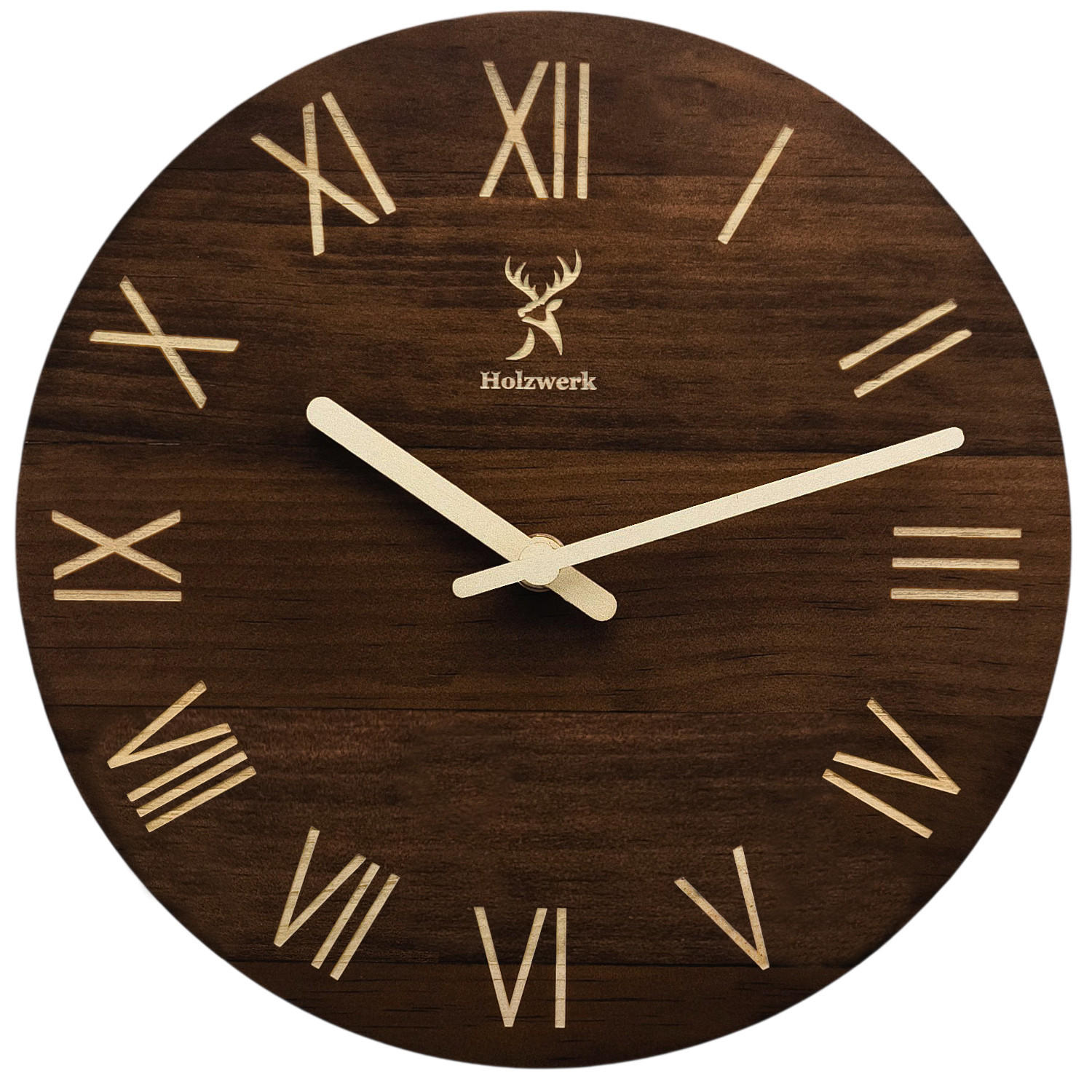 WANDUHR Holz Designer LAUENAU Loft Wand Uhr, braun - Braun, Holz/Metall (40/40/2.2cm) - Holzwerk