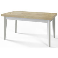 ESSZIMMERTISCH SKANDI, ausziehbarer Tisch: 140-180X80X78 cm, Farbe: HALIFAX, mit Holzbeinen in Farbe Weiß - Weiß/Naturfarben, Holzwerkstoff (140/80/78cm) - Alpi-Möbel