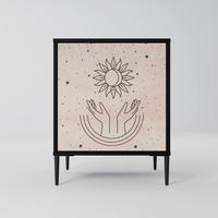 SIDEBOARD DELICATE BEAUTY, Schwarz, 57,5x42x72,5 cm, Schwarze Metallfüße - Multicolor/Schwarz, Holzwerkstoff/Metall (57.5/72.5/42cm) - SpaceRebels