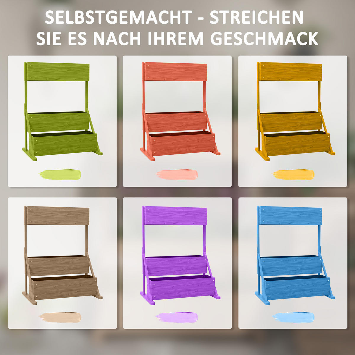 PFLANZBEETTREPPE, Naturfarben - Naturfarben, Holz (80/140/108cm) - Outsunny