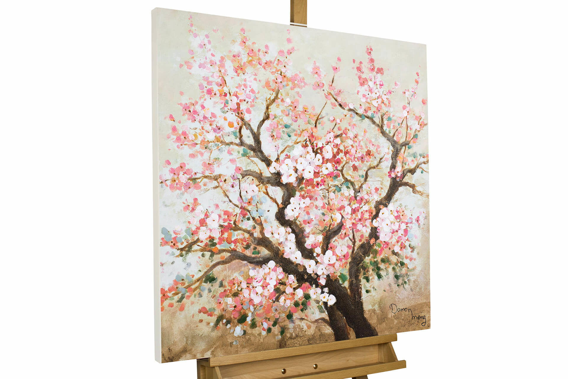 ACRYLBILD HANDGEMALT 80/80 cm - Pink/Braun, Holz/Textil (1.46/80cm) - KUNSTLOFT