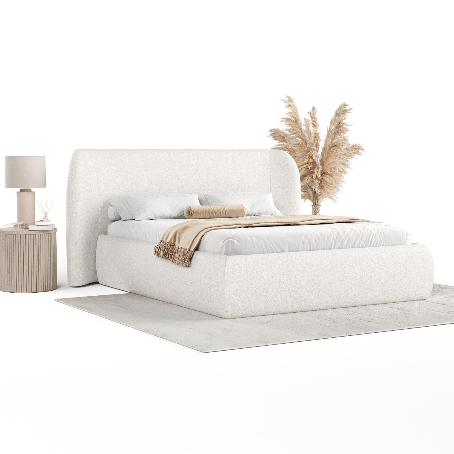 POLSTERBETT Bellano mit Stauraum 160/200 cm Hellbeige im Riva Stoff - Beige/Schwarz, Holz/Holzwerkstoff (160/200cm) - AltaBeds