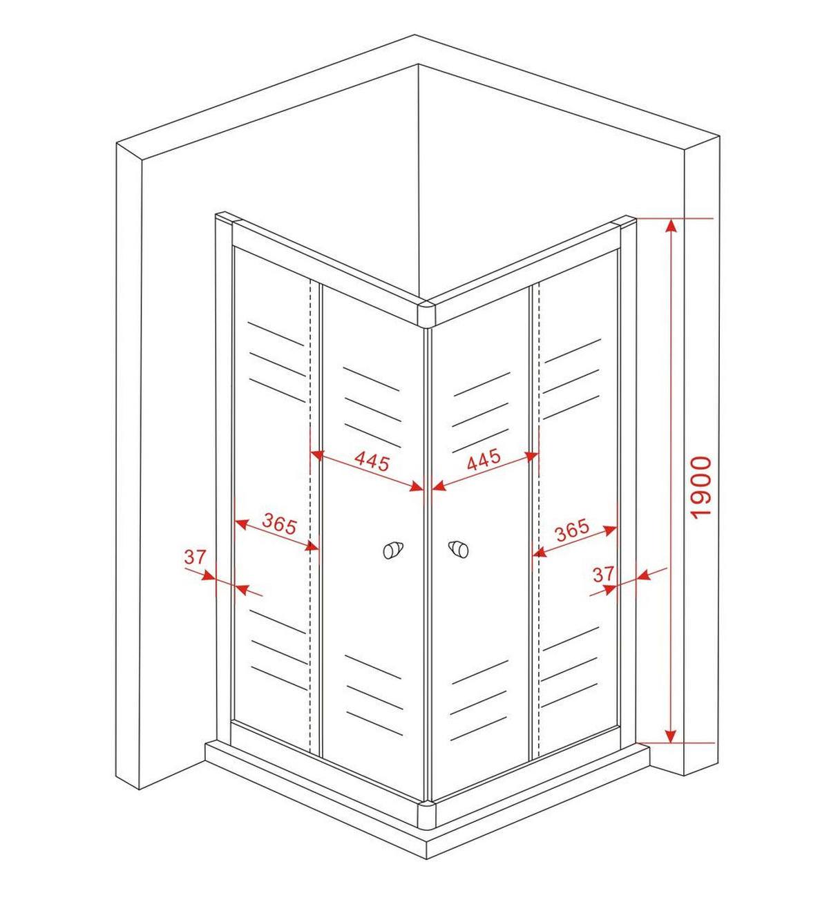 DUSCHKABINE JUNISO-Q Schwarz 90 x 90 x 190 cm 6 mm ESG - Schwarz, Glas (90/90/190cm) - Glasdeals