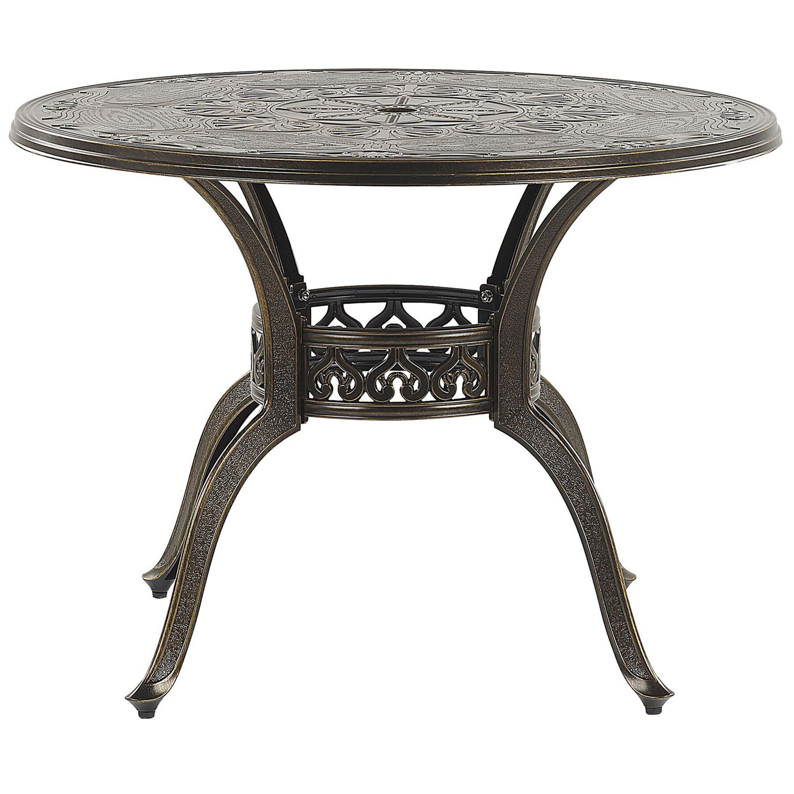 VRTNI STOL aluminij tamnosmeđi 100 cm Sapri - tamno smeđa, metal (100/100/72cm) - Beliani