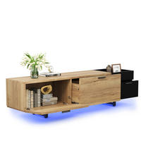 TV stolek 180/38/49 cm s LED osvětlením, závěsným designem a úložným prostorem, Černá - černá, kompozitní dřevo (180/49/38cm) - Redom