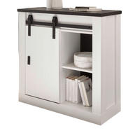 KOMMODE weiß Pinie, anthrazit, Landhaus, Schiebetürenkommode 93 x 91 cm - Anthrazit/Weiß, Holzwerkstoff/Metall (93/91/38cm) - Furn.Design