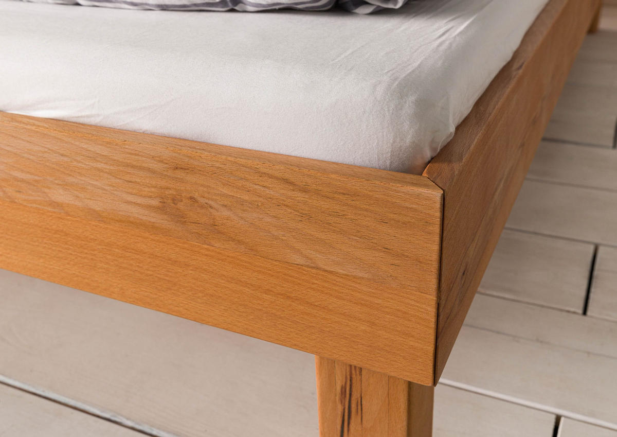 BETT Massivholz Kernbuche 200 x 200 x 73 natur TomMe #106 - Naturfarben, Holz (200/200cm) - Massivmoebel24