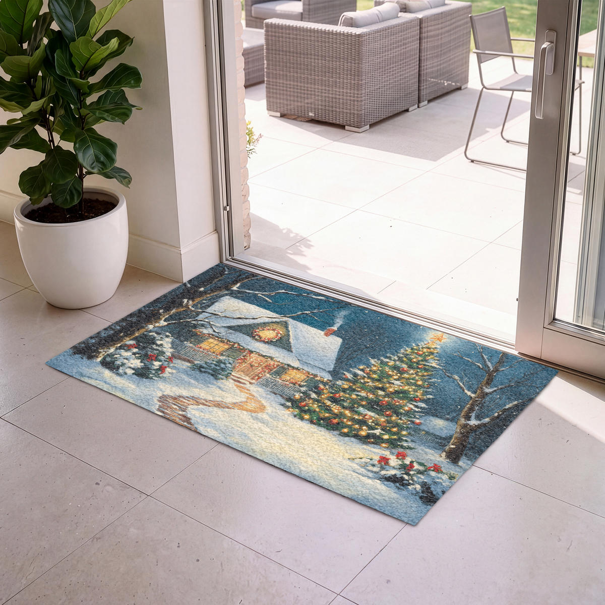 ROHOŽKA Vánoce - Vánoční stromek - Zima - Domov - Sníh 120x80 cm - různobarevná, textil/umělá hmota (120/0.4cm) - MuchoWow
