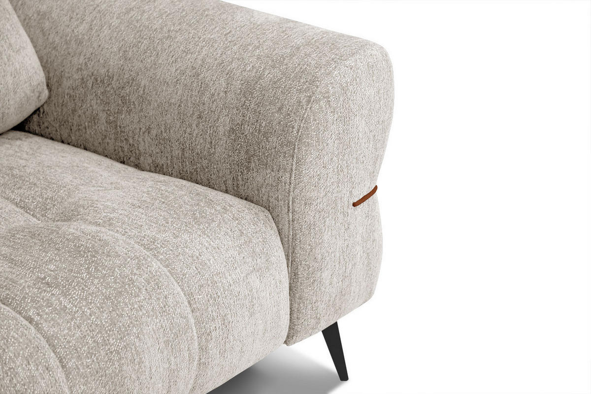 SOFA SALVINI 2,5-Sitzer, ecru - Ecru/Schwarz, Holzwerkstoff/Textil (176/88/99cm) - Courtois Laville