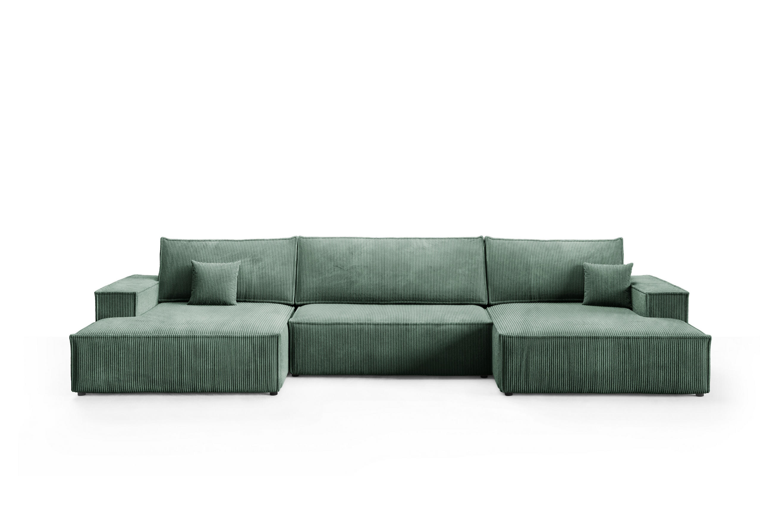 WOHNLANDCHAFT Pablo U mit Schlaffunktion Grün Cord - Grün, Textil (398/85/148cm) - Bromarkt