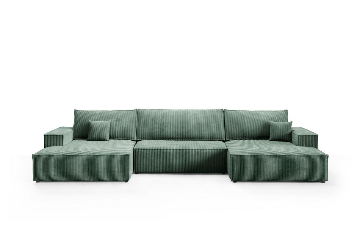 WOHNLANDCHAFT Pablo U mit Schlaffunktion Grün Cord - Grün, Textil (398/85/148cm) - Bromarkt