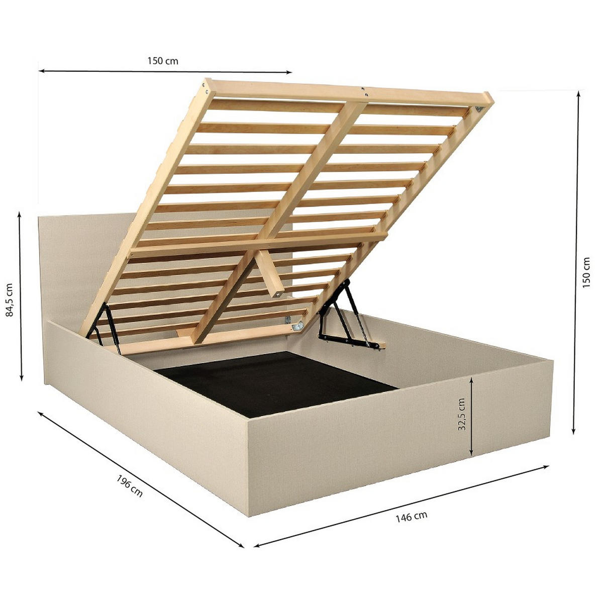 BETT MADRID 140x190 mit Lattenrost - Leinenimitationsdekor - Weiß, Holzwerkstoff (140/190cm) - Weber Industries