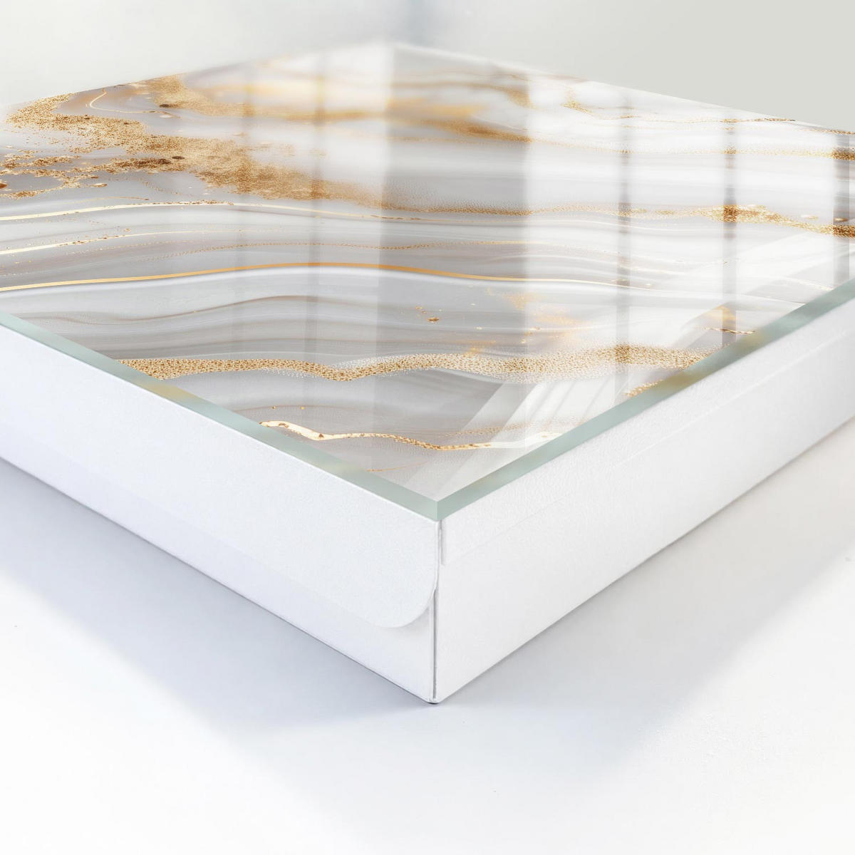 SCHLÜSSELBOX Weiß 30x30 cm – Türöffnung nach rechts - Abstrakte Eleganz - Weiß, Metall (30/30/5cm) - TULUP