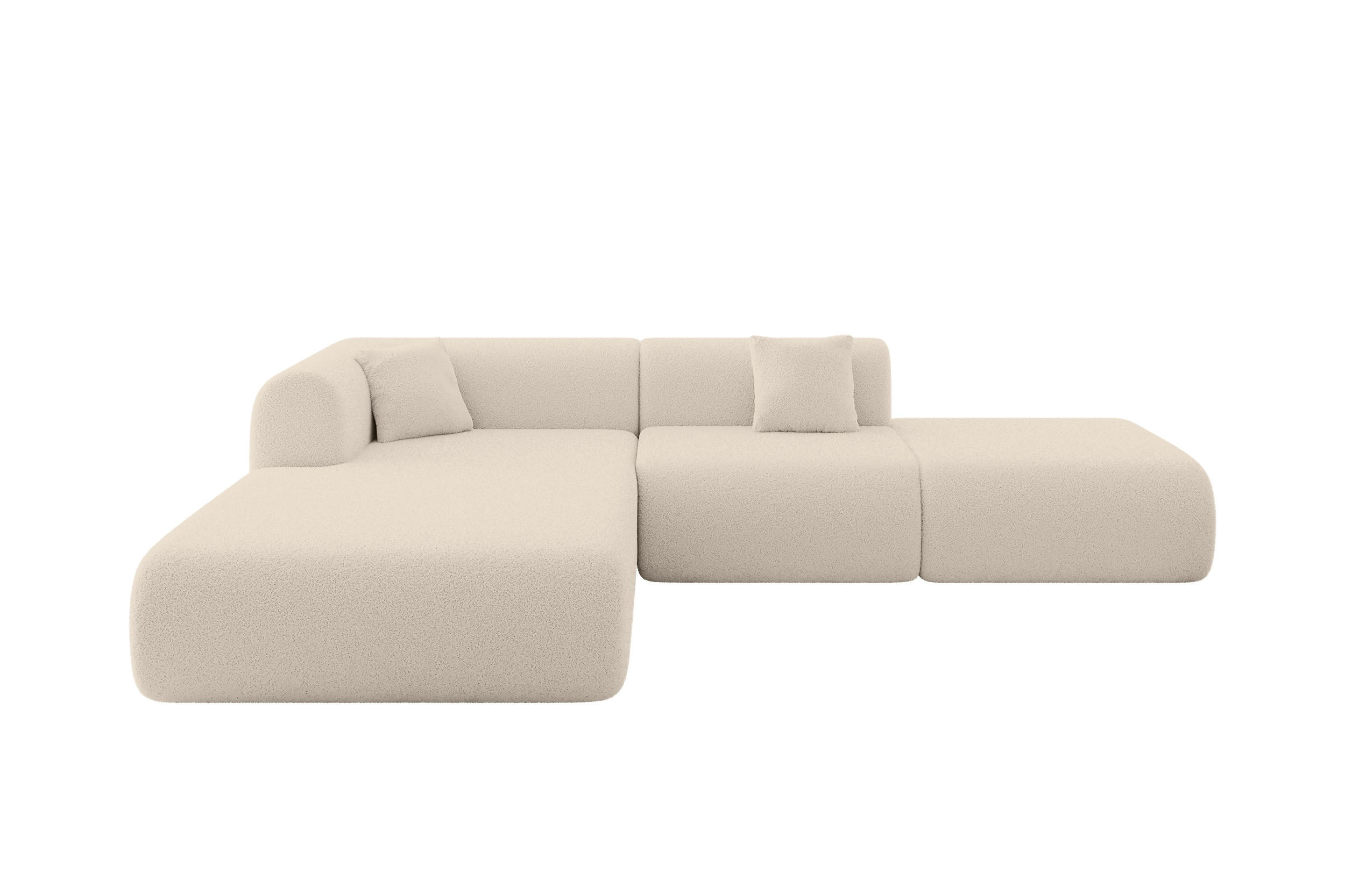 ECKSOFA Ottomane Links OVLY-L 289x176x71 Dunkelbeige Bouclé - Schwarz/Cappuccino, Holzwerkstoff/Kunststoff (176/289cm) - ALTDECOR