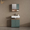 BADMÖBEL-SET Ronco Grün/Goldkraft Eiche 2 Teile, Unterschrank 60 cm - Eiche Wotan/Grün, Holzwerkstoff (60/59/30cm) - Livinity®