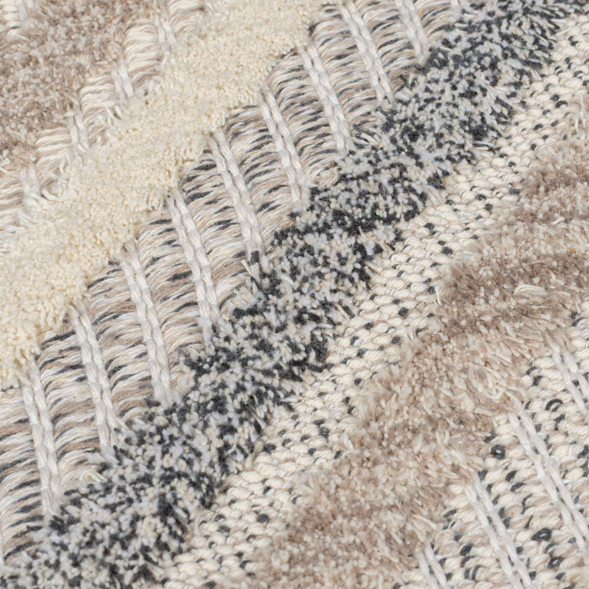 TEPPICH Waschbar RIDGE, geometrisch, Grau-Beige, 78 x 150 cm - Beige, Textil (78/150cm) - KADIMA DESIGN