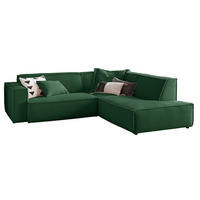 ECKSOFA SAMU Smaragdgrün Cord - Smaragdgrün/Schwarz, Textil (254/224cm) - KAWOLA