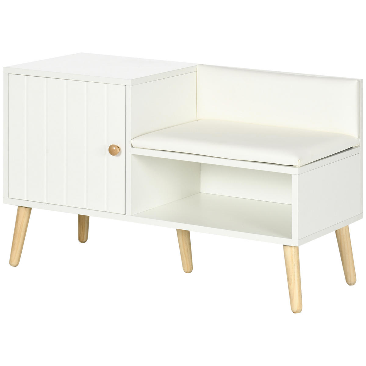 SCHUHBANK Weiß 80/33/49 cm - Weiß, Holzwerkstoff (80/49/33cm) - PANGIVO