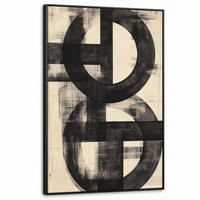 LEINWAND Bilder mit Rahmen - Kreise - Balken - Schwarz - Abstrakt - 90x140 - Schwarz, Textil (90/140cm) - MuchoWow