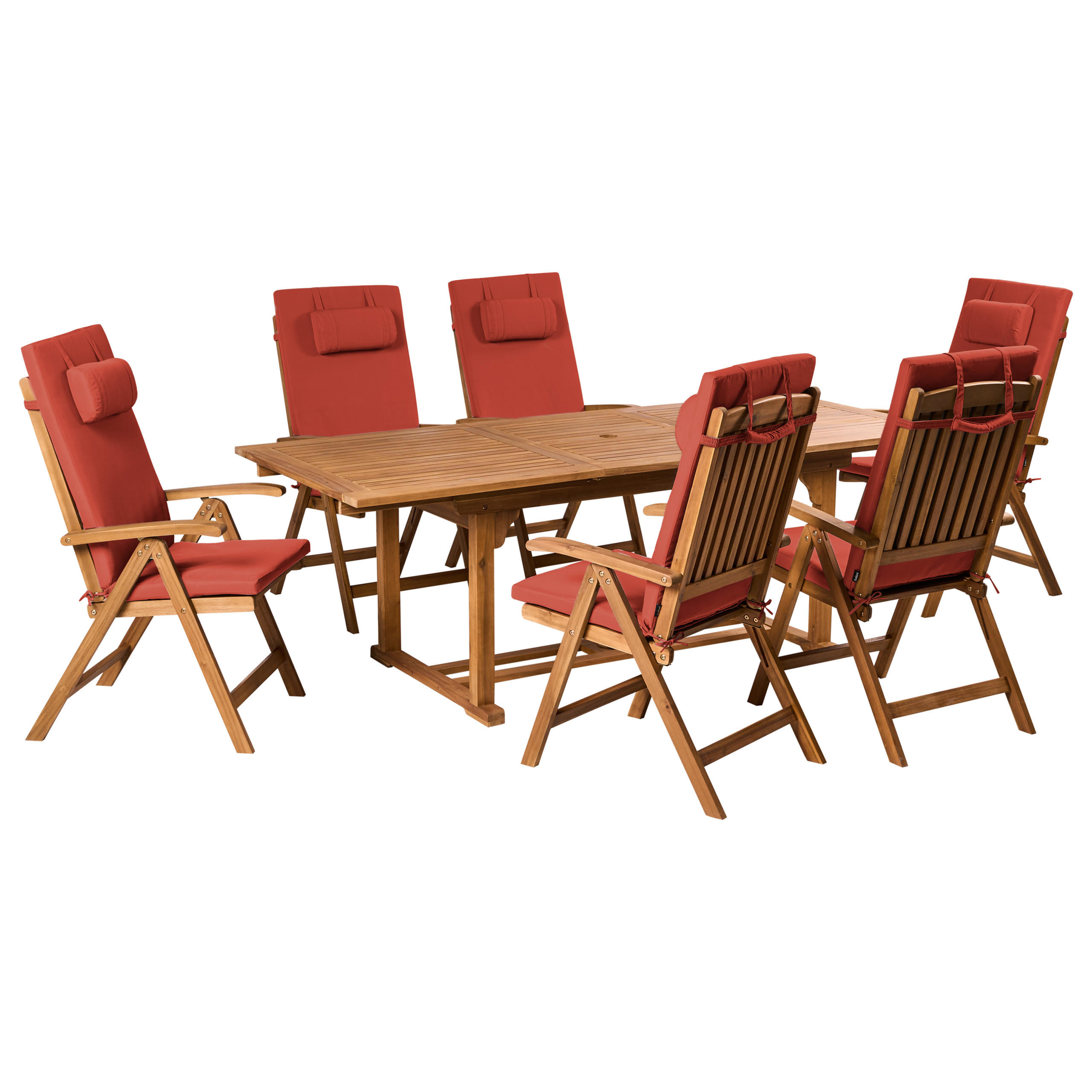 SET MOBILIER DE GRADINA cu 6 locuri rosu lemn de salcam Java premium