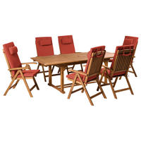 GARTENMÖBEL-SET 6-Sitzer Rot Akazienholz Java Premium - Hellbraun, Holz - Beliani