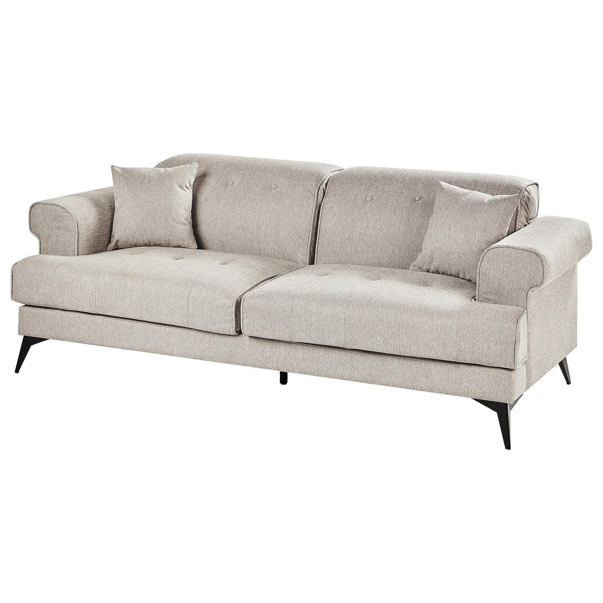 3-SITZER-SOFA Stoff Taupe Skive - Taupe, Textil (214/88/85cm) - Beliani