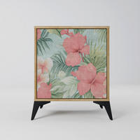 SIDEBOARD HAWAIIAN SPIRIT, Eichefarben, 57,5x42x70,5 cm, Schwarze Metall-Sternfüße - Eichefarben/Multicolor, Holzwerkstoff/Metall (57.5/70.5/42cm) - SpaceRebels
