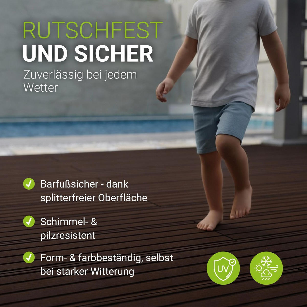 TERRASSENDIELEN WPC Braun 30 m² - Braun, Kunststoff (220/14.6/2.5cm) - Juskys