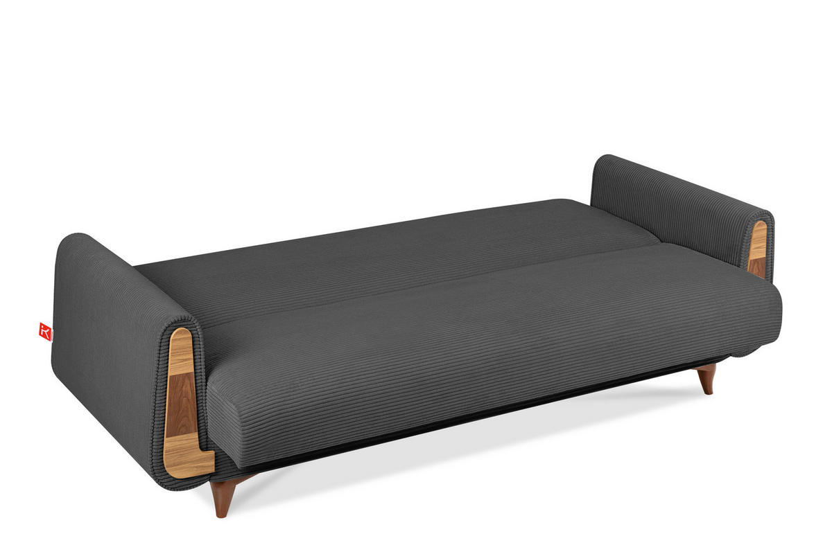 3-SITZER-SCHLAFSOFA GUSTAVO II mit Armlehnen, Dunkelgrau - Dunkelgrau, Holz/Holzwerkstoff (230/98/98cm) - KONSIMO®