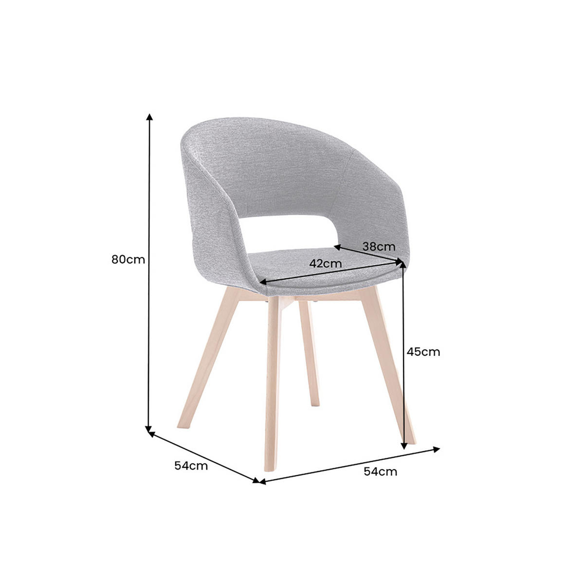STUHL NORDIC STAR Strukturstoff Grau 80 cm - Braun/Grau, Holz/Textil (54/80/54cm) - riess-ambiente