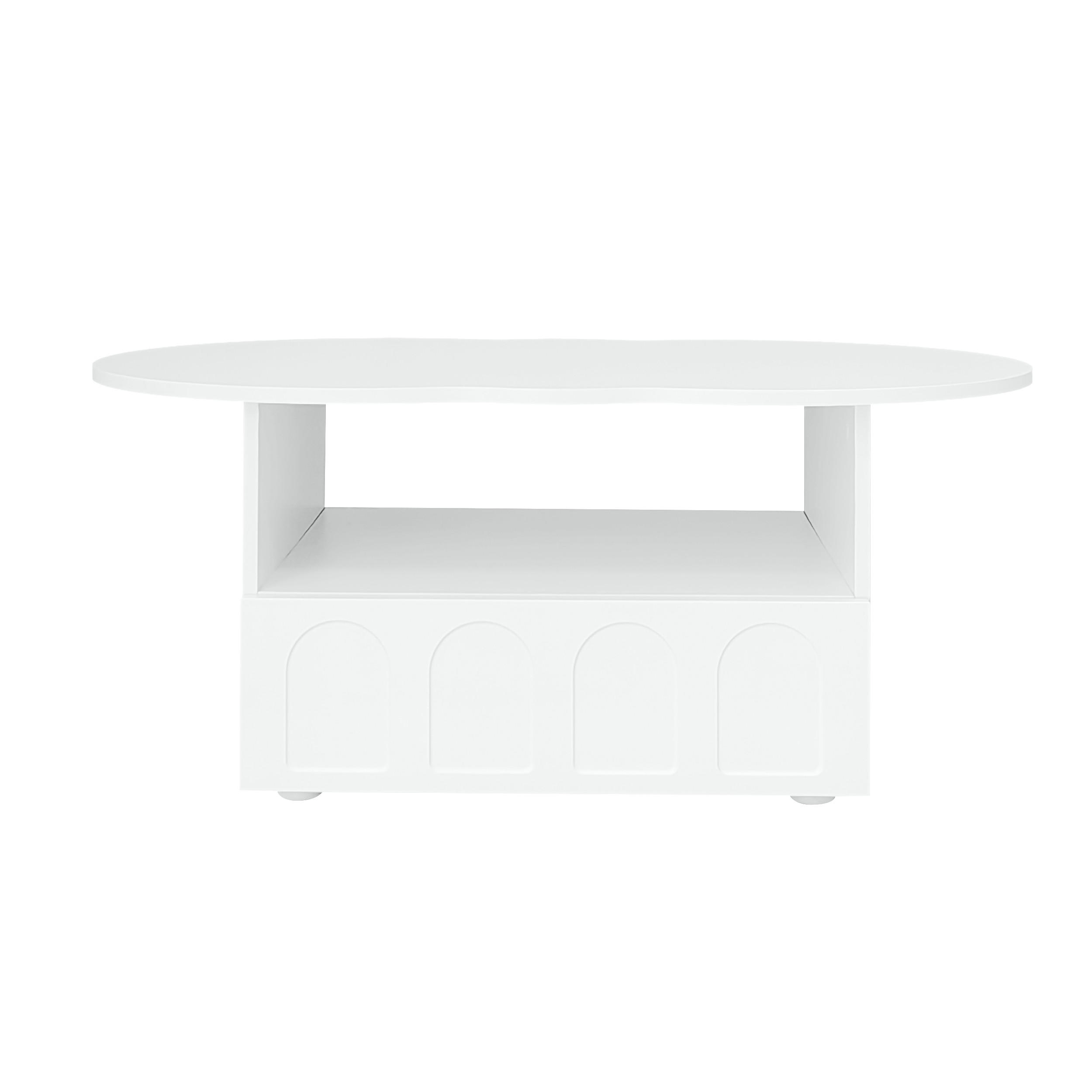 COUCHTISCH Weiß 100/60/40,5 cm Wolkenform Schublade - Weiß, Holzwerkstoff (60/100/40.5cm) - PANGIVO