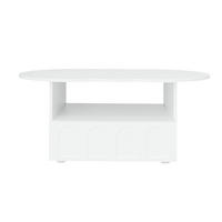 COUCHTISCH Weiß 100/60/40,5 cm Wolkenform Schublade - Weiß, Holzwerkstoff (60/100/40.5cm) - PANGIVO
